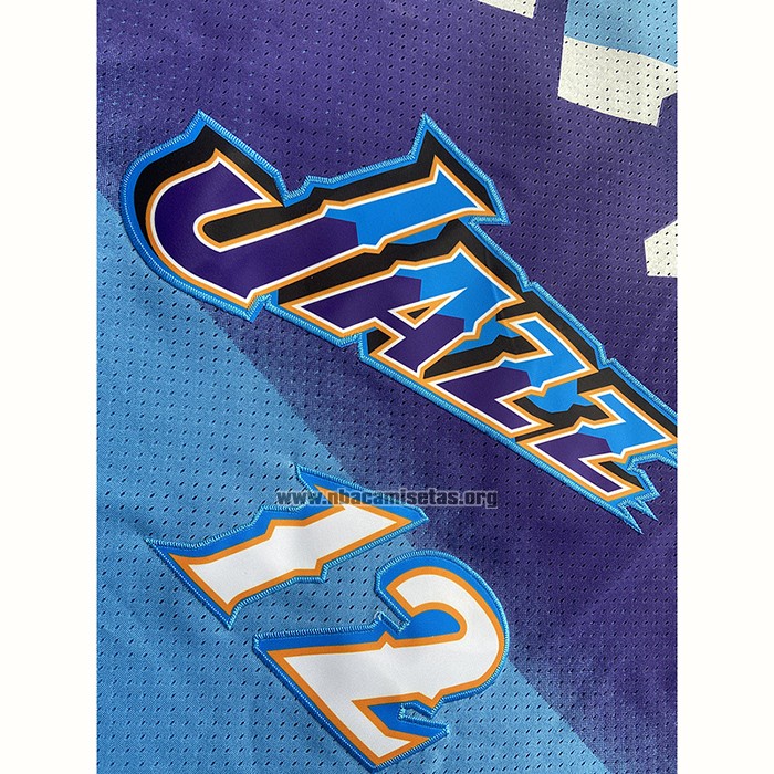 Camiseta Utah Jazz John Stockton NO 12 Mitchell & Ness 1996-97 Azul